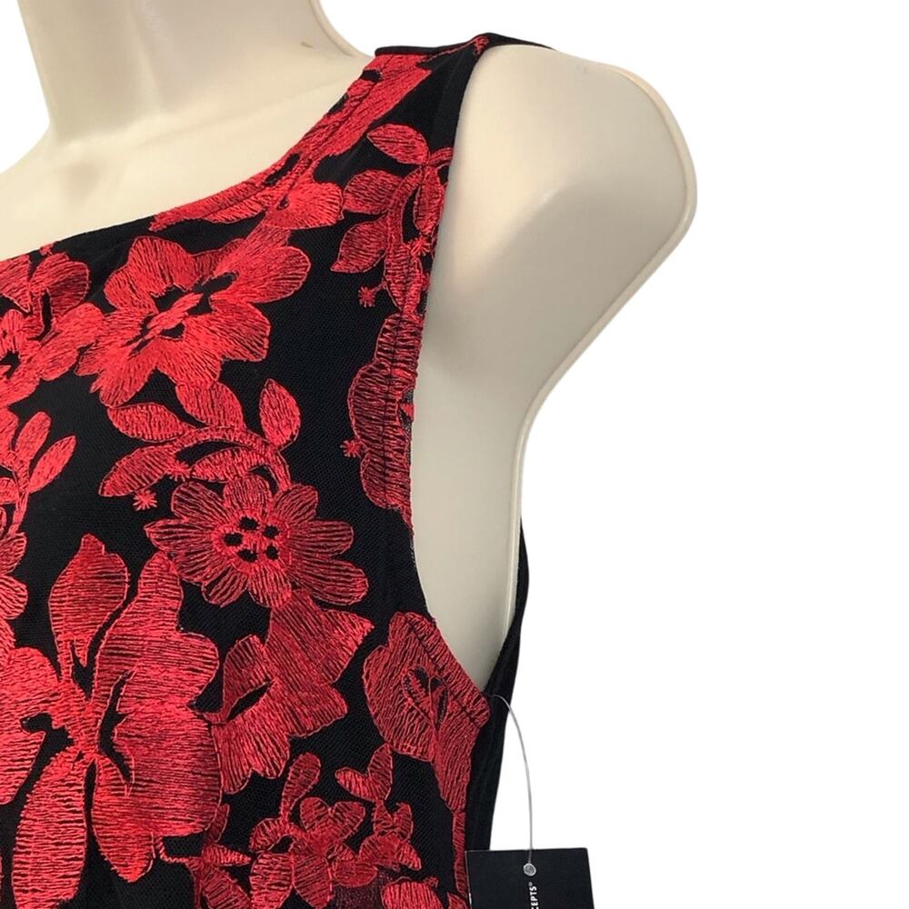 NWT INC International Going Global Red Black Sleeveless Lace Top Longer Length - Picture 3 of 16